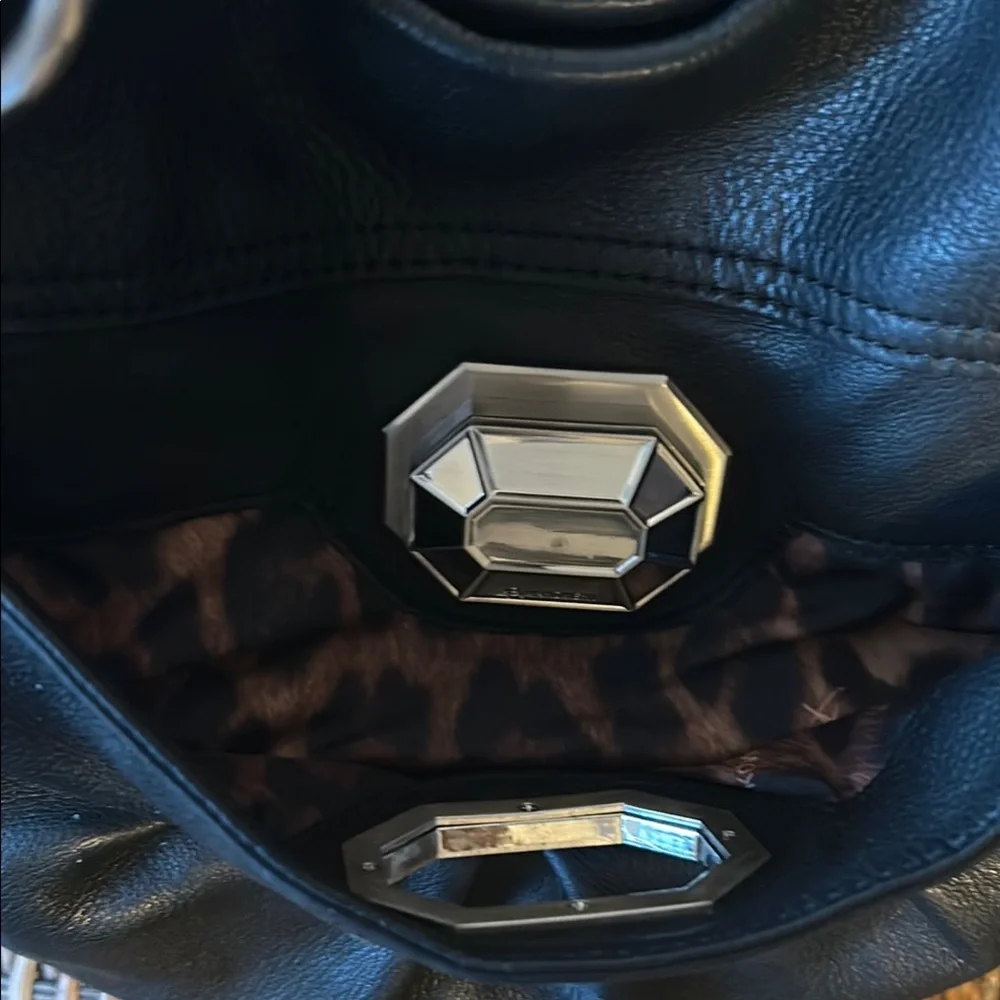 B.Makowsky Black Slouchy Shoulder Bag with Silver Hardware. - Picture 8 of 15